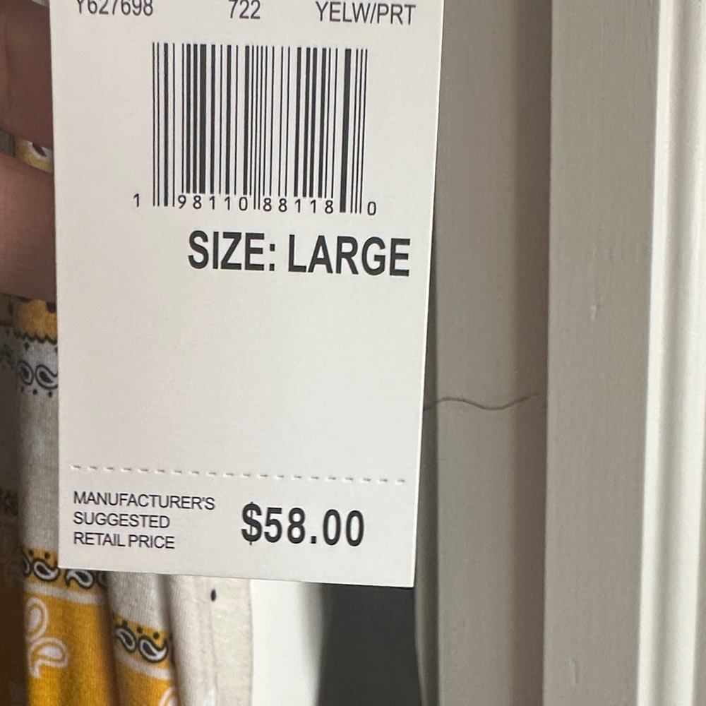 Yellow and White DKNY Print Dress